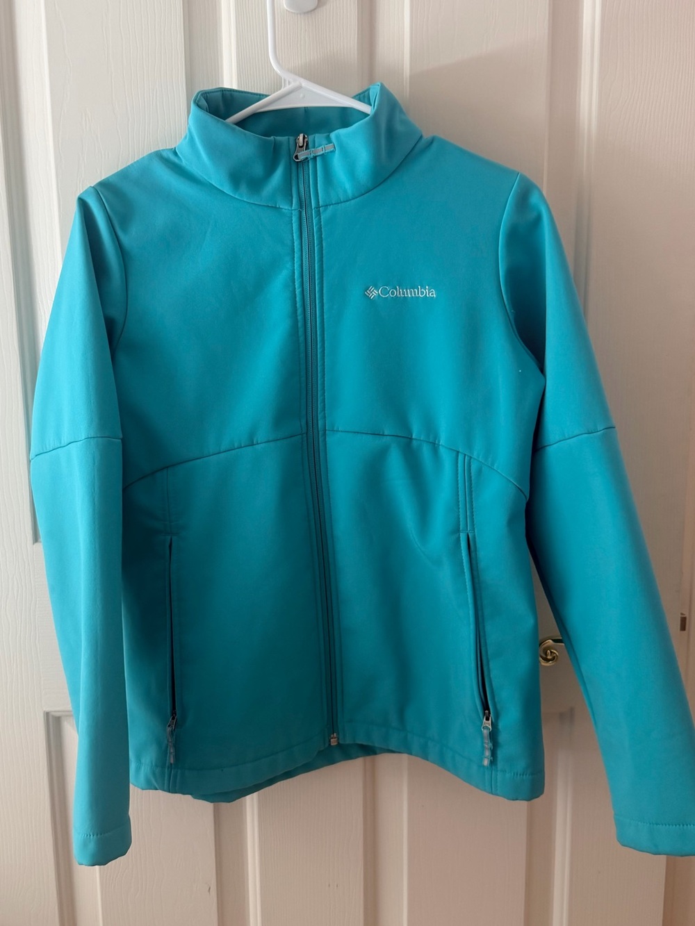 Girls COLUMBIA Brookview Soft Shell Jacket Size L Teal Fleece